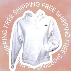 [FREE SHIPPING] Champion Women’s Classic White Hoodie w/ Logo